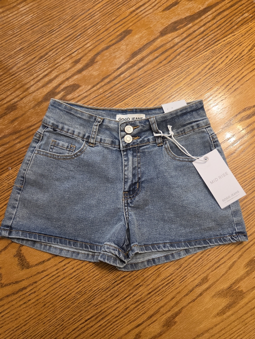 GOGO Light Blue Double-Button Denim Shorts